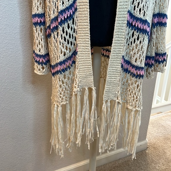 POL Cream and Purple Knit Hooded Cardigan - Picture 3 of 8